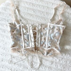 FOR LOVE & LEMONS Winter Snow Floral Bustier Top